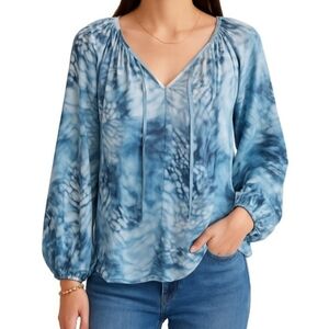 Jennifer Lopez Blue Peasant Blouse